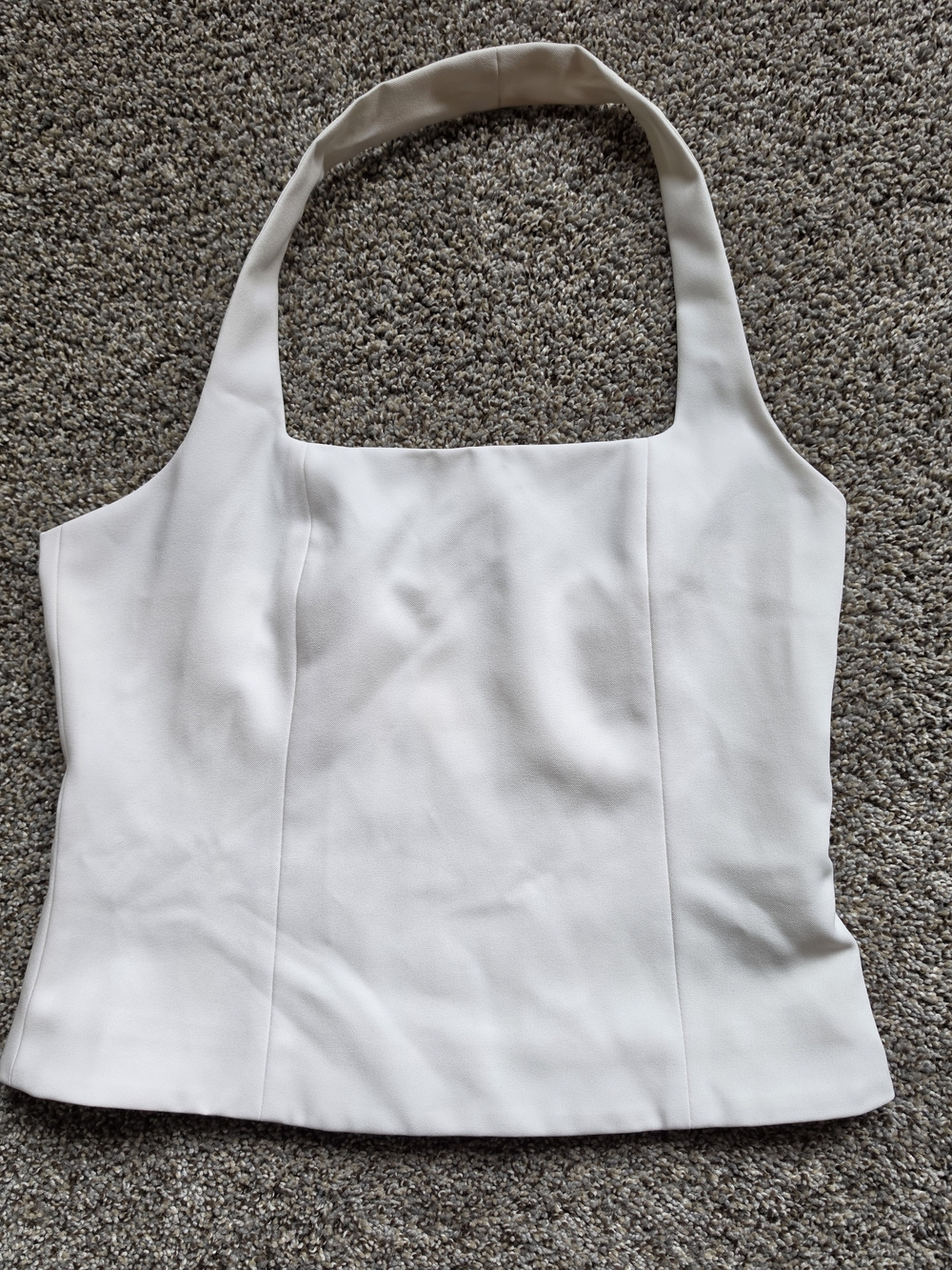 Crescent Cream Square-Neck Halter Tank